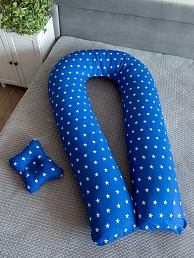 Подушка для беременных "Подкова" + подушка для младенцев / Звездочки синие